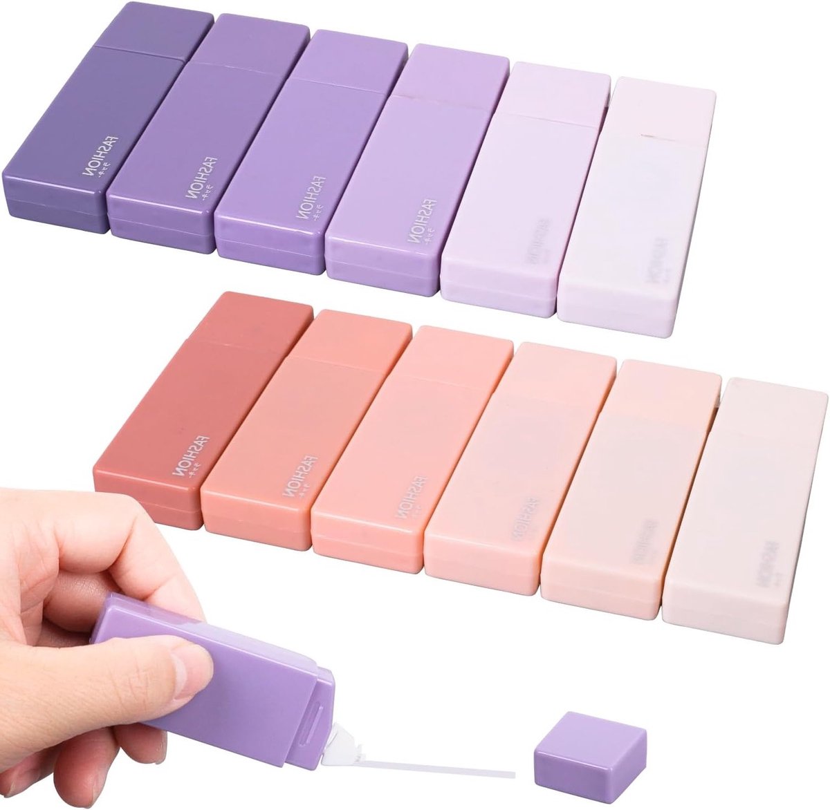 Set van 12 Kleurige Gradient Correctietapes voor Kinderen, Studenten en Kantoorwerk, Ideaal voor Schoolbenodigdheden en Creatieve Projecten