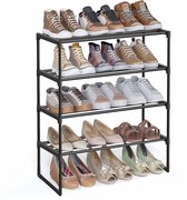 SONGMICS - Schoenenrek - Schoenenrek met 4 Lagen - Metaal - Stapelbaar en Omkeerbaar - Voor 10-15 Paar Schoenen