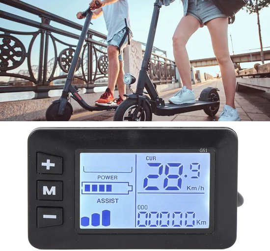 Fietscomputer - Fiets snelheidsmeter - LCD-display - 24V 36V 48V - waterdichte 5-pins interfacekabel - ABS-materiaal - Zwart van Fietscomputer. — afbeelding 3