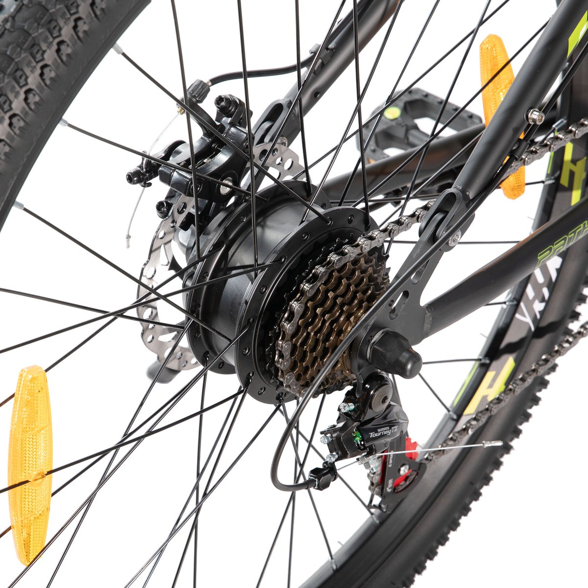 Hiland Spokane Elektrische Mountainbike - 27.5 Inch - Full Suspension - 250W Motor - Shimano 7 Versnellingen - Mechanische Schijfremmen - Groen thumbnail 4