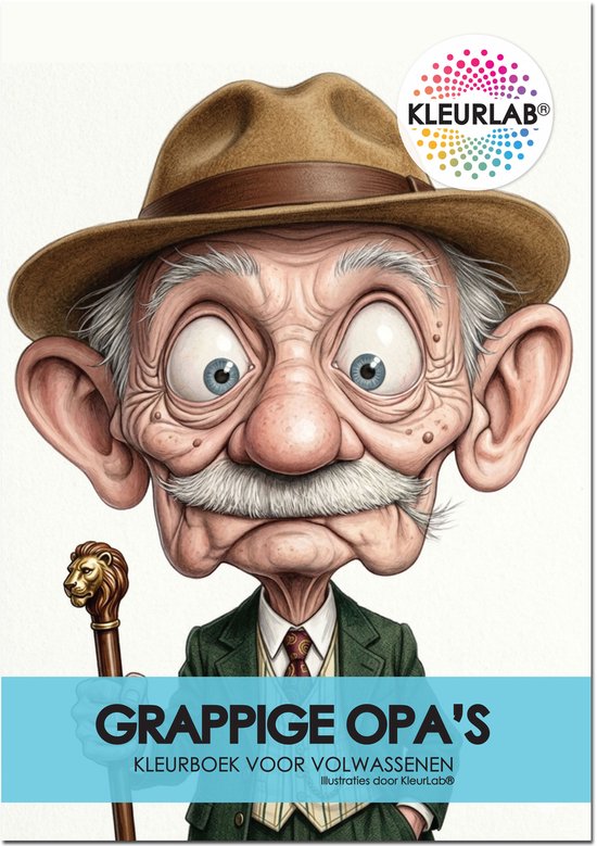 KleurLab® – Grappige Opa’s - Luxe Kleurboek voor Volwassenen - Humor & Fantasy - 48 A4 Kleurplaten - Enkelzijdig Bedrukt
