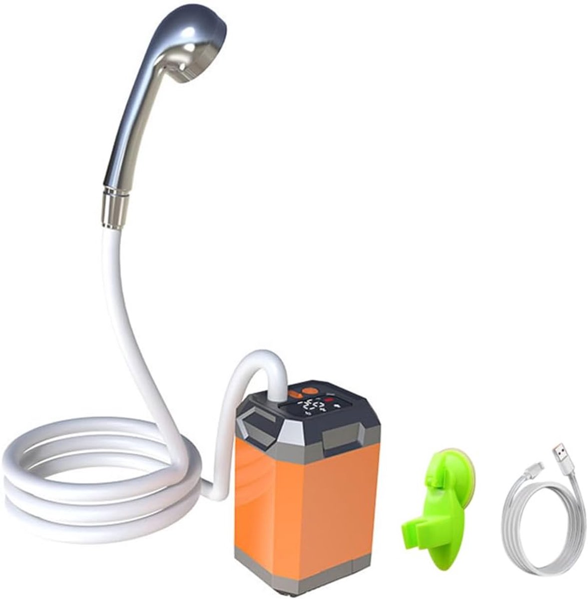 Buitendouche - Camping Douche met Douchekop - Buitendouche Camping met Oplaadbare Accu 5400mah - Oplaadbare Mobiele Douche Tuin - Oranje