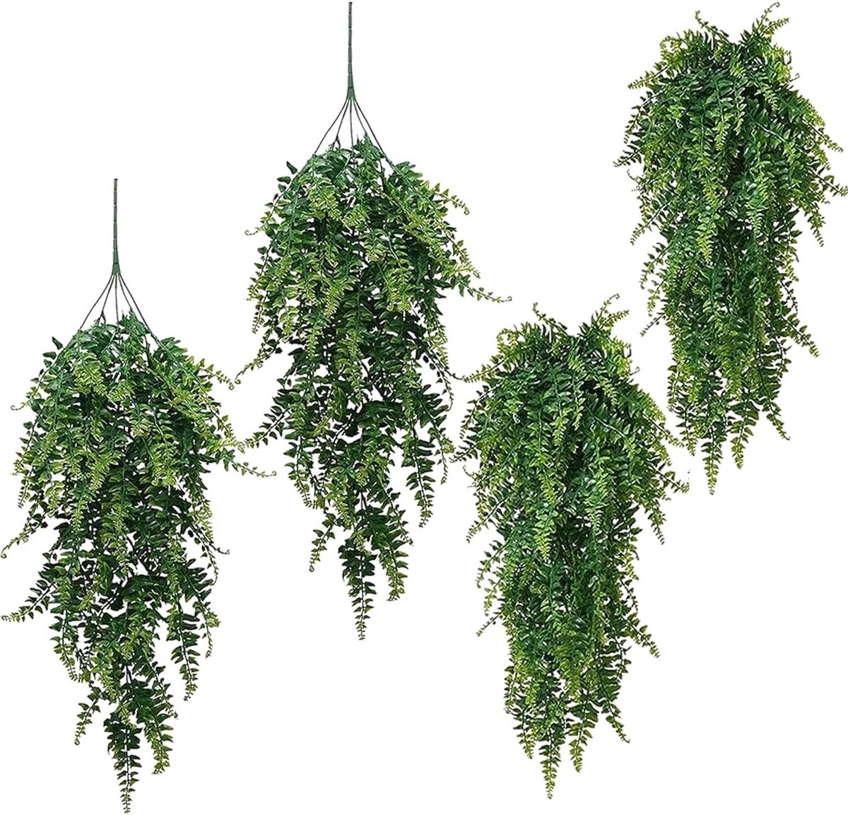 Natuurlijke Uitziende Kunstplanten voor Binnen - 4 Stuks Hangende Varen Planten, Faux Trai