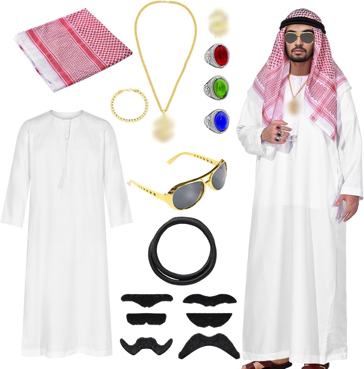 Arabische Kostuum voor Mannen - Witte Robe voor Carnaval, Raveparty en Cosplay Feesten