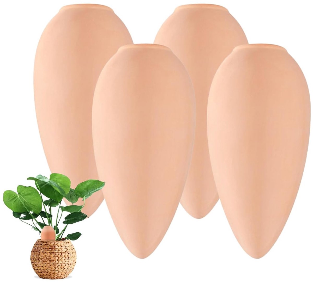 Set van 4 automatische bewateringspikes voor planten, zelfbewatering met wijnfles, ideaal voor binnen- en buitenplanten tijdens vakanties