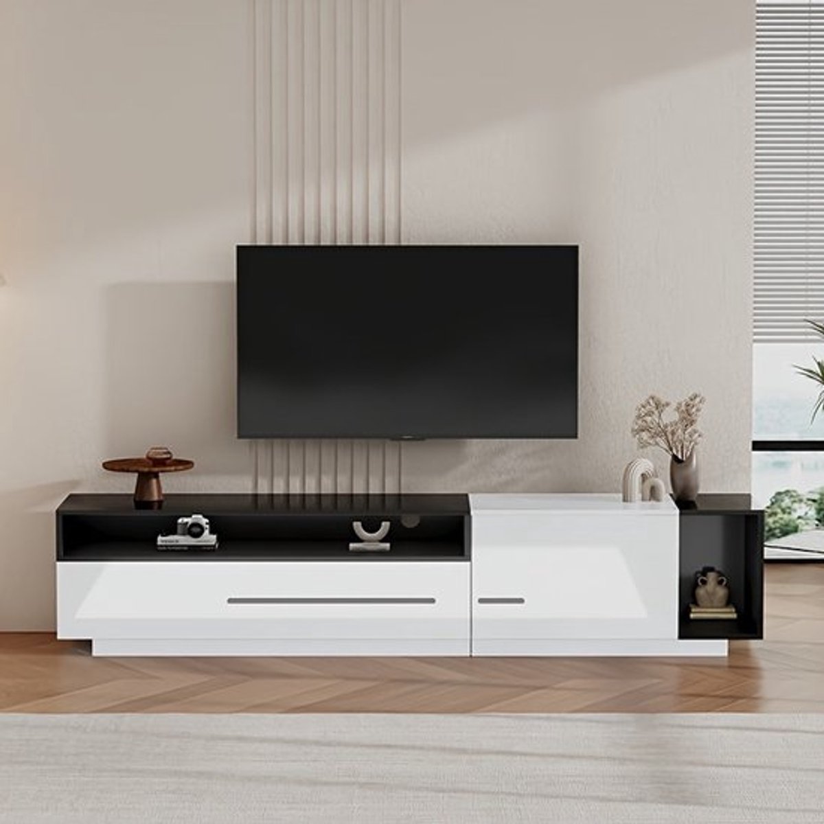 tv-meubel – tv-kast – tv-lowboard – media-meubel – entertainmentmeubel – hoogglans zwart-w