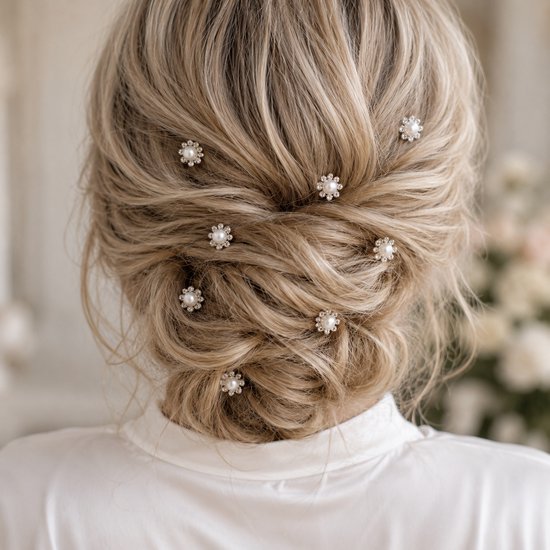 Cheveux in Style Série Lulu - lot de 20 épingles à cheveux fleur perle/cristal argent
