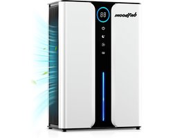 Moodfab H10-2 Pro Luchtontvochtiger – Luchtreiniger – Oplossing tegen hooikoorts – Ontvochtigt tot 1L Per dag – Fluisterstil 30 dB – Herbruikbaar Filter – Energiezuinig – Geschikt voor huis, kantoor, slaapkamer, badkamer, kelder, schuur en zolder