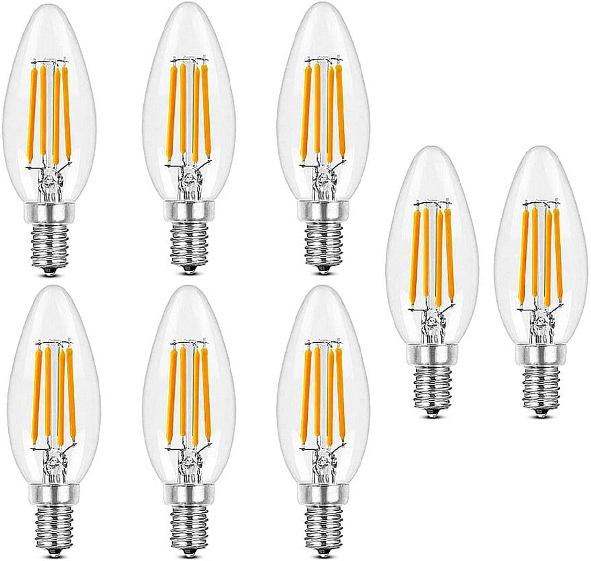 LED Kaarslampen - Kleine Schroeflampen - Sfeerverlichting - Dimbaar 4 Watt - E14 Fitting -
