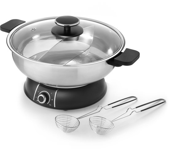 FRITEL Hot Pot Fonduepan - HP 2970 - Elektrische Fondue met Gescheiden Kom - Voor Vis, Vlees, Soep & Dessert - 1600W - Inox/Zwart — afbeelding 4