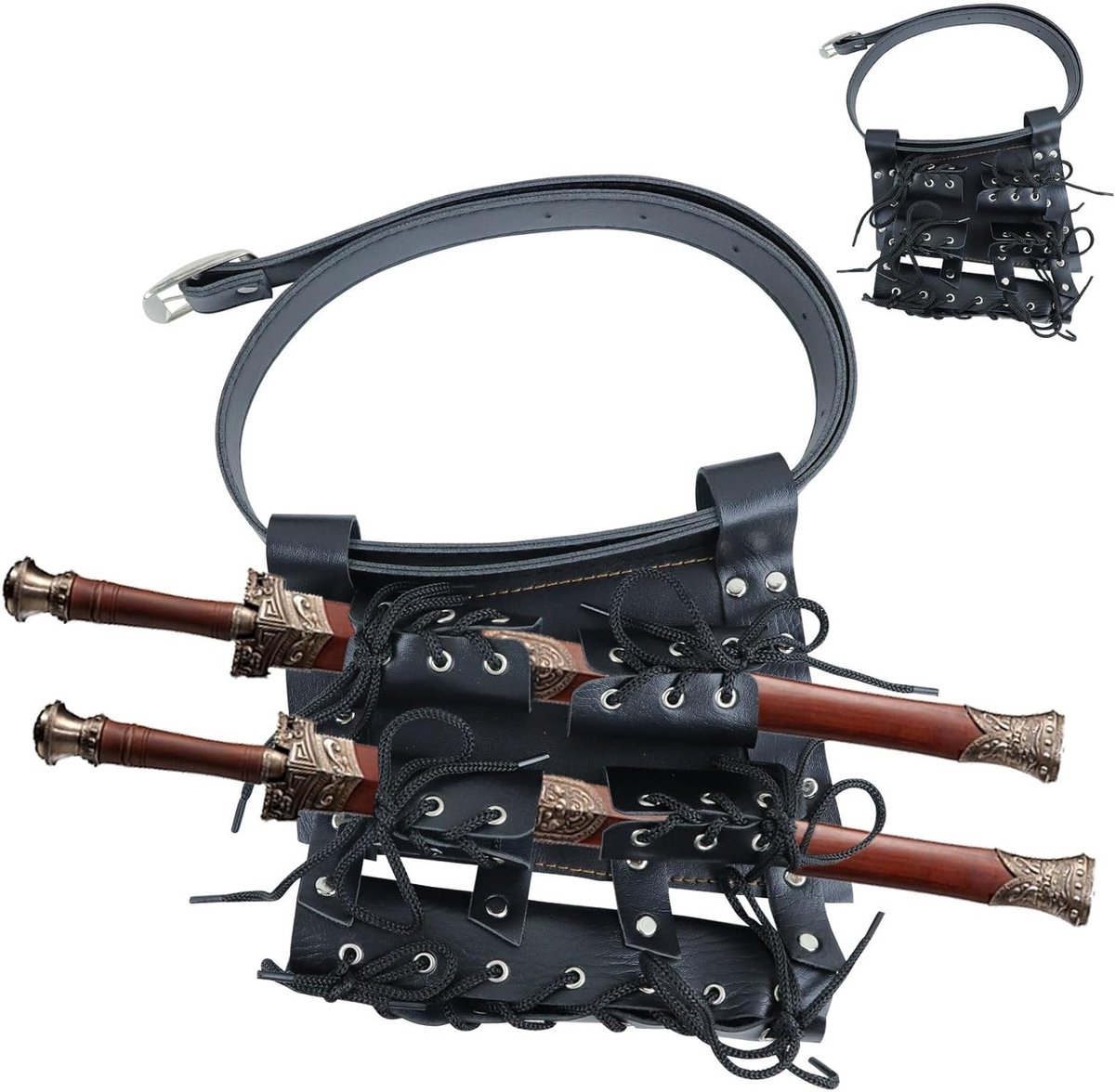 Robuste Katanahouder met Draagriem voor 3 Katanas, Comfortabele Accessoires voor Samurai Kostuums en Cosplay, Perfect voor Verzamelaar en Fans