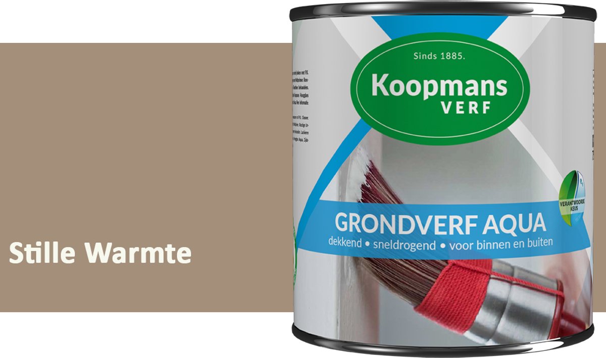 Koopmans Grondverf Aqua – Watergedragen Biobased Grondverf voor Hout & Metaal – Binnen en Buiten – Stille Warmte – 750 ml