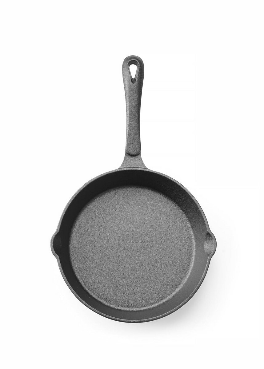 Gietijzeren Koekenpan Braadpan Grillpan Langzaam Koken Dubbele Schenktuiten Ø20cm 4cm Hoog Zwart