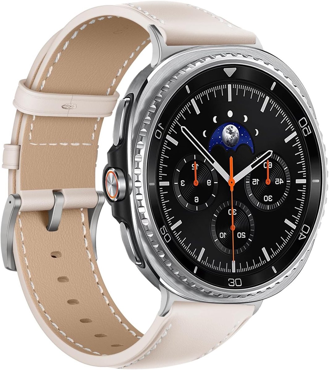 Vintage leren horlogeband voor Galaxy Watch 8 Classic 46mm en Galaxy Watch 8 40mm/44mm, vervangbare zachte band met metalen gesp, ademend en stijlvol ontwerp voor dagelijks gebruik