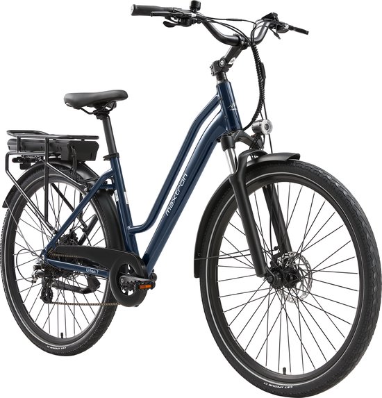 Maxtron Urban7 Elektrische Fiets – 700C×50C Banden – 36V 12.8Ah Accu – Actieradius tot 70 km - Mechanische Schijfremmen – Stadsfiets – Max. Belastbaar 120 kg – Blauw