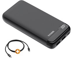 Drivv. Powerbank 20.000 mAh - Inclusief 60W Oplaadkabel - 22.5W Snellaadfunctie - USB / USB-C - Noodpakket - LED