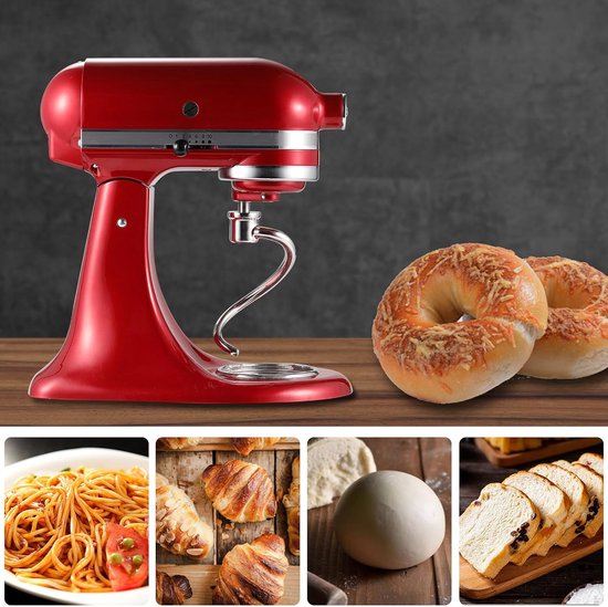 Deeg Haak Mixer - Broodhaak Keukenmachine - Deeg Kneden - Voedselveilig Roestvrij Staal - 4.5-5 Qt - Zilver — afbeelding 5