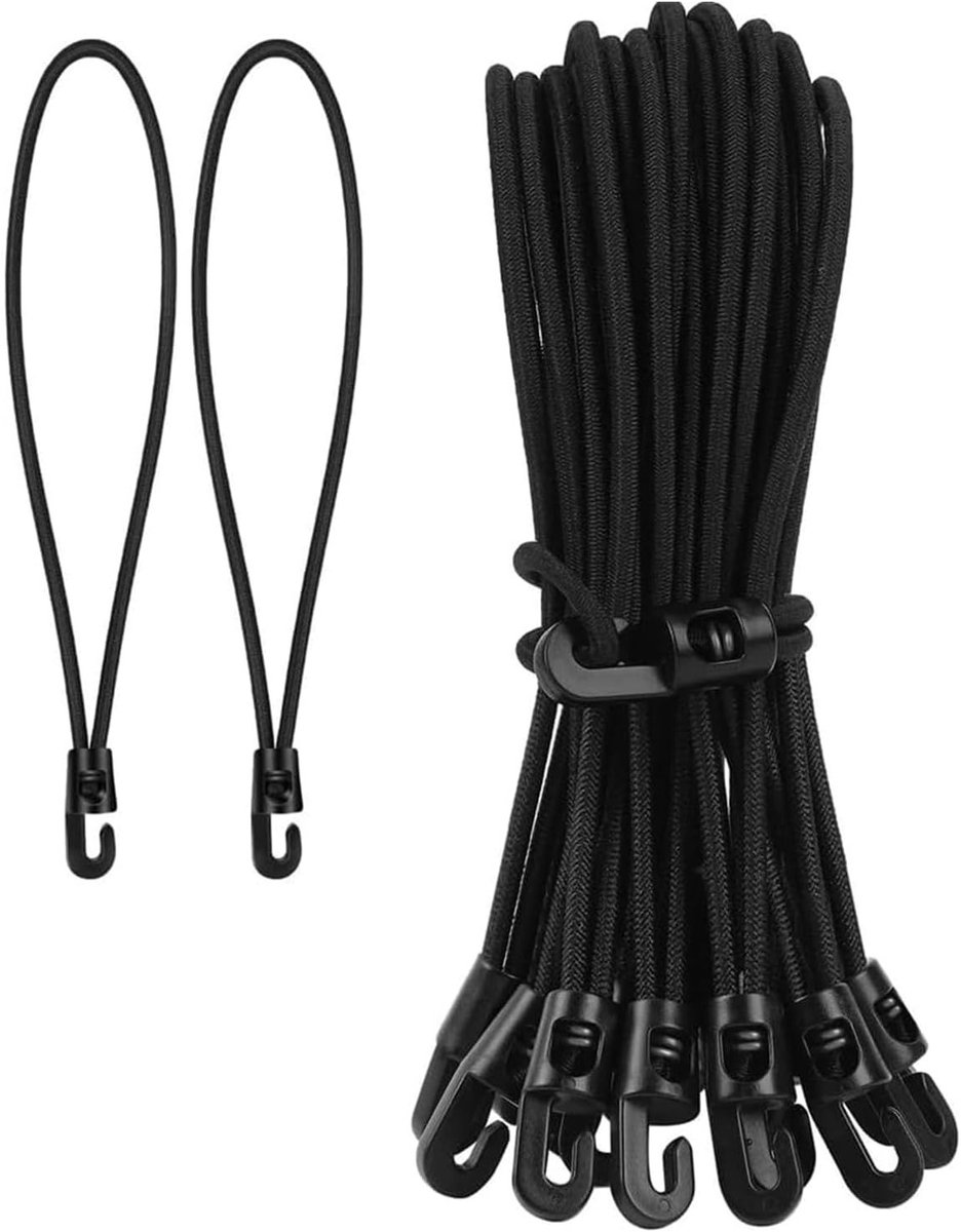 20 Stuks Stretch Elastische Bands met Haken - 4" Sterke Bungee Cords voor Zeilen, Tent, Kamperen, Netten en Opslag