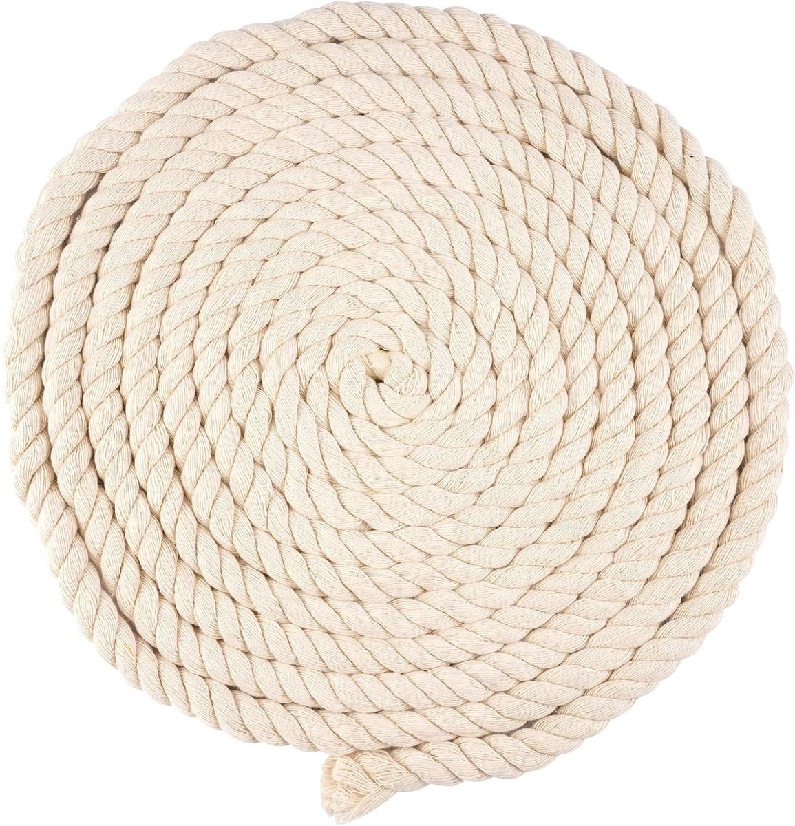 Dikke Katoenen Touw van 15mm x 5M, Natuurlijk Gedraaid Katoentouw voor Ambachten, Wanddecoratie, Plantenhanger en Tuinieren