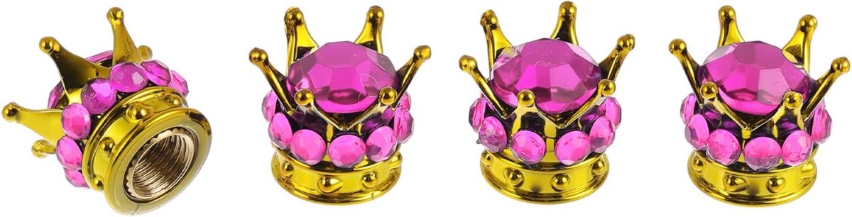 Decoratieve Ventieldoppen voor Auto en Truck - 4 Stuks, 15mm, Stofdicht, Goud en Roze, ABS en Koper