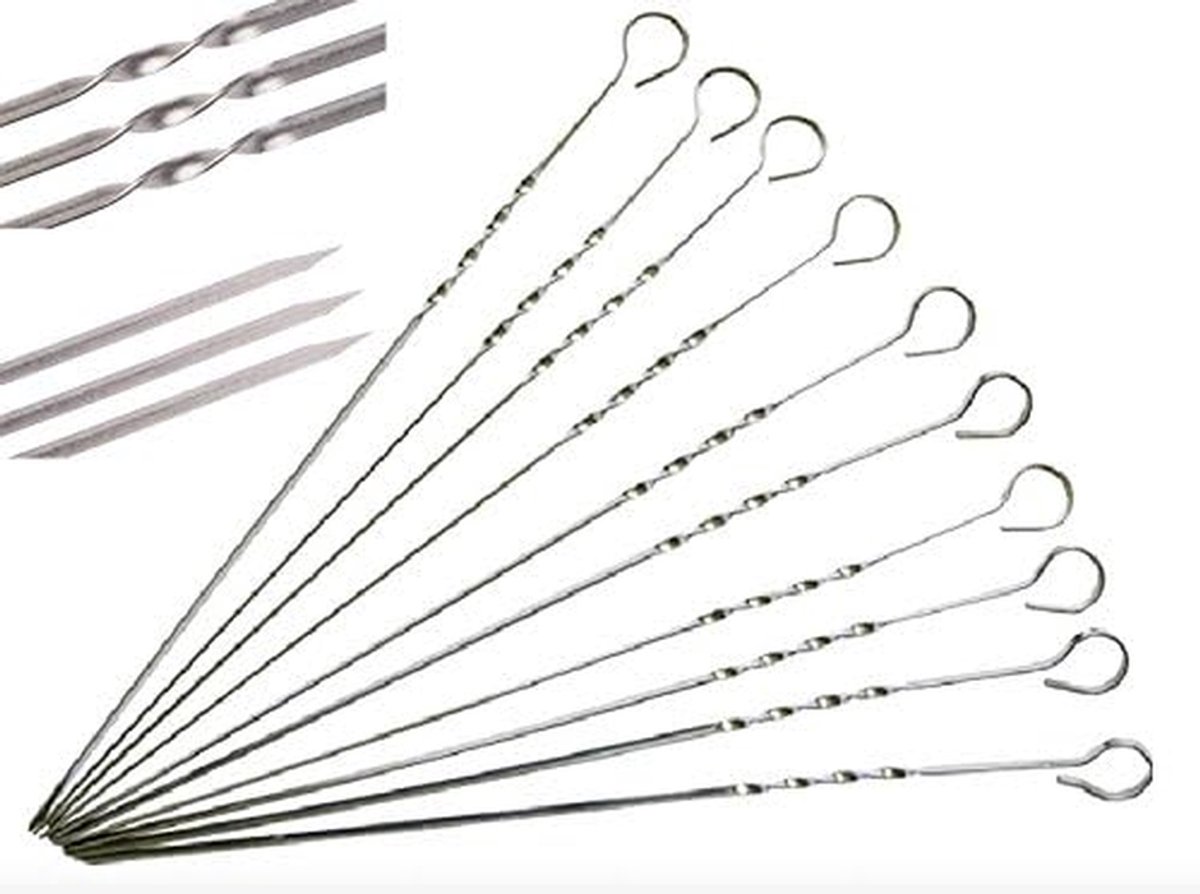 Satépennen voor Vlees 50 cm - Metalen Grillspies voor Barbecue