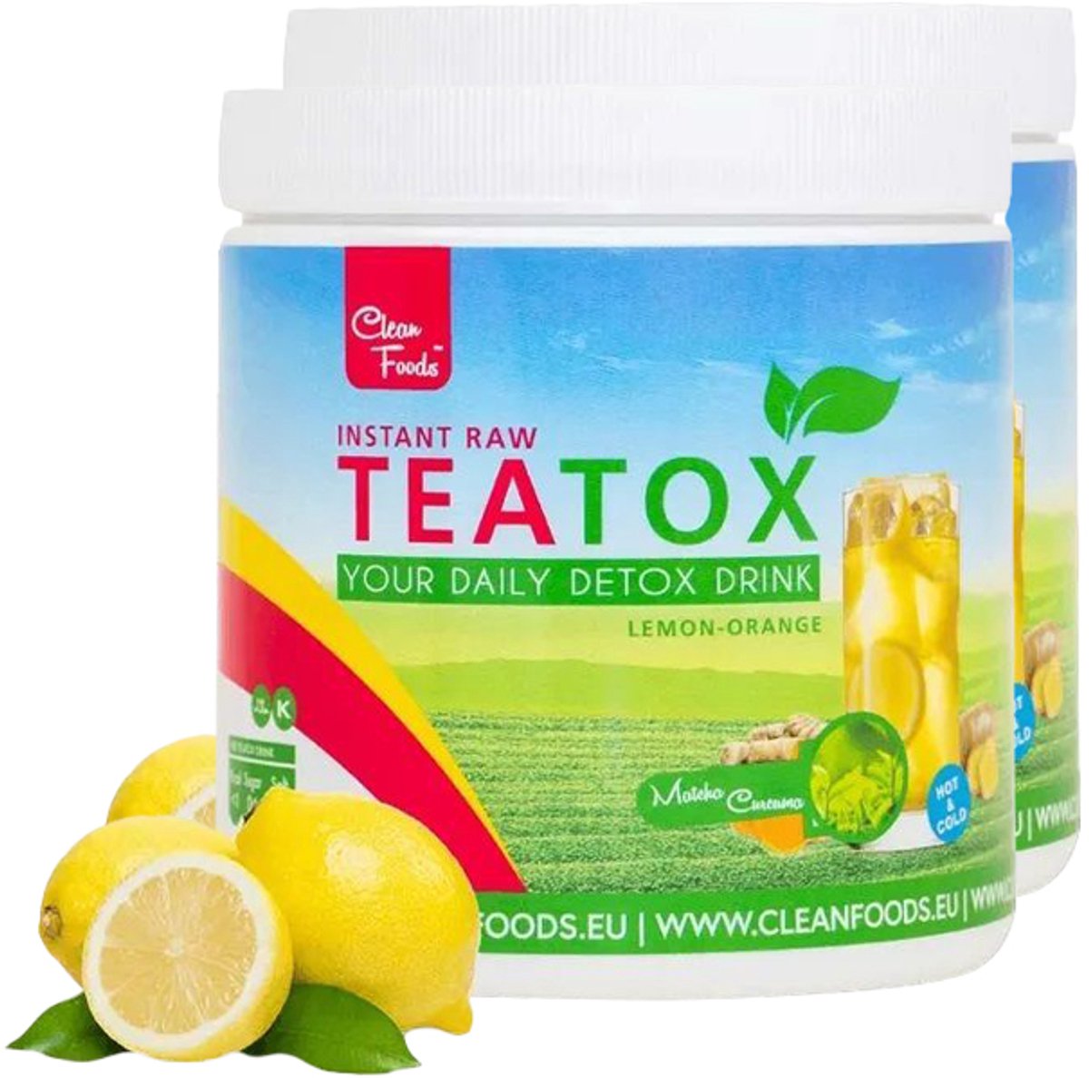 Clean Foods | Teatox | Lemon-Orange | 2 Stuks | 2 x 300 gram