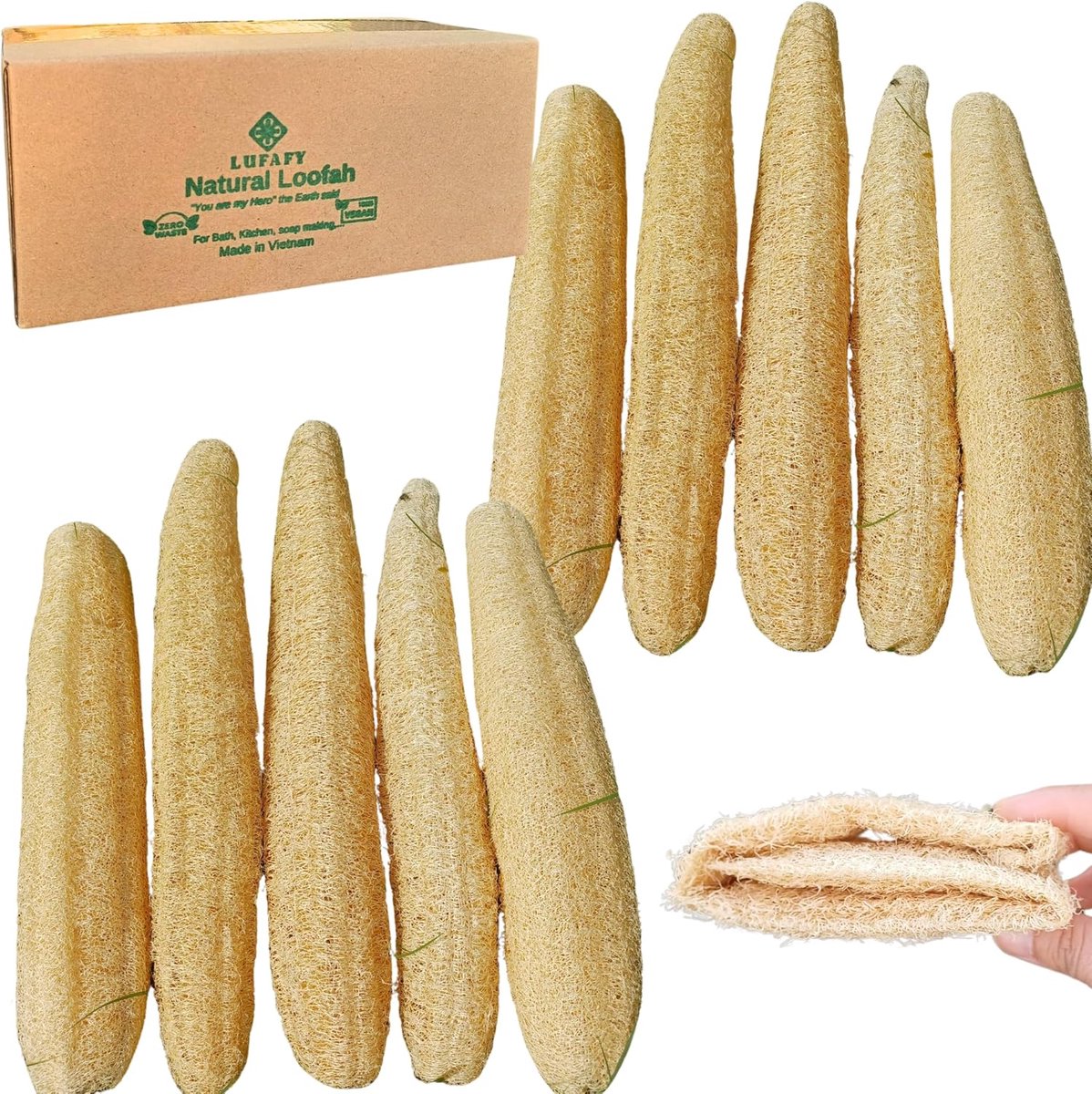 10 Stuks Natuurlijke Loofah Sponzen voor Exfoliërende Bodyscrub