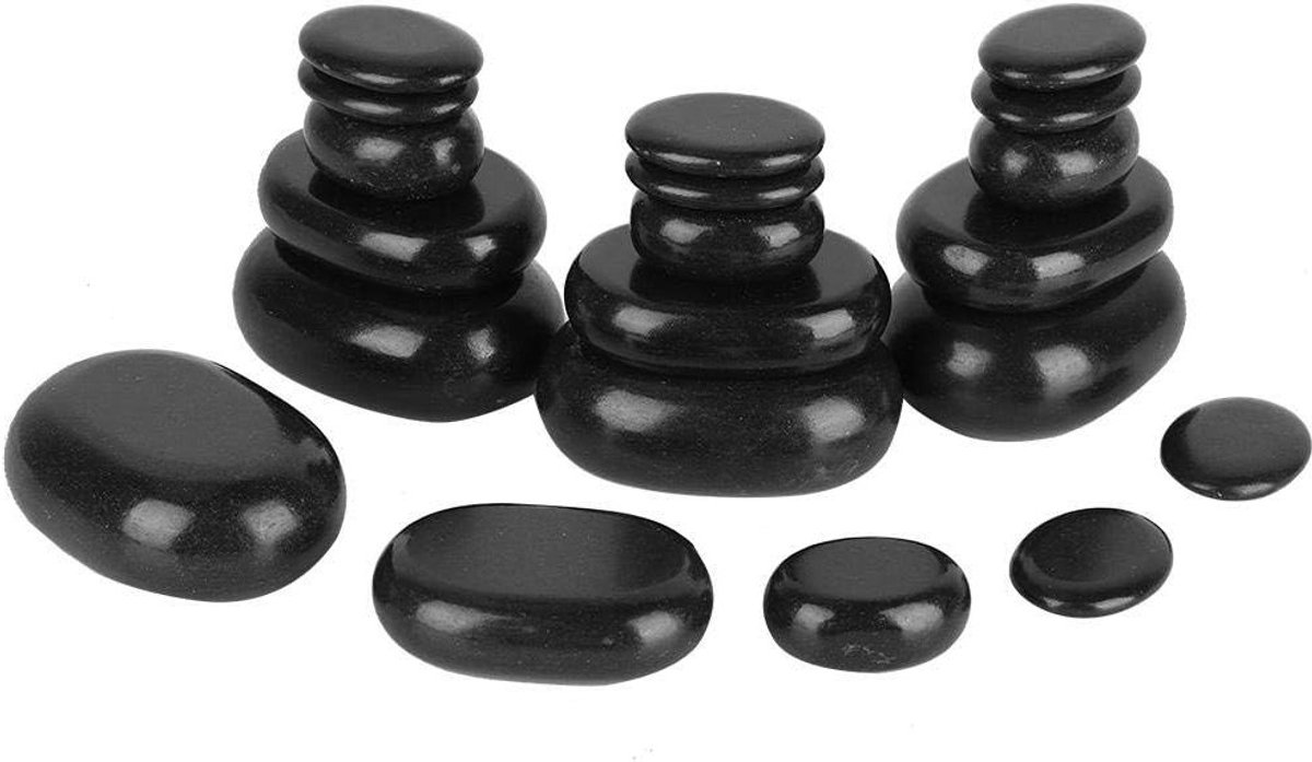 Professionele set van 20 natuurlijke massagestenen voor ontspanning en therapie, basalt hot stone massage voor wellness en spa behandelingen