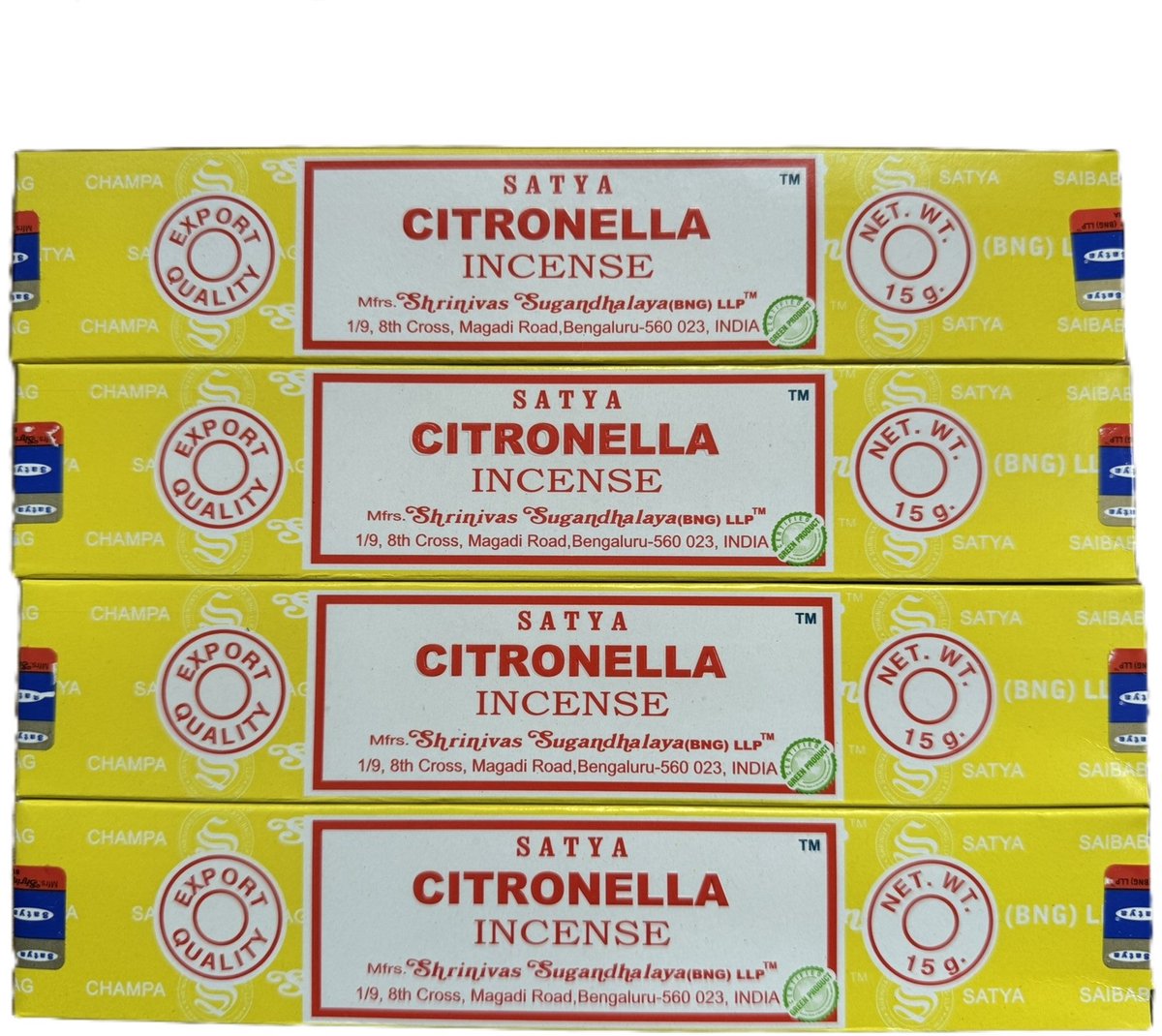 satya - citronella - wierook - 4 doosjes 15 gram - muggen wierook