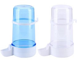 Vogelvoerbak - 2 Stuks - Vogelwaterdrinker - Kunststof - Voerbak - Drinkbak - Vogelvoerbakken - Voerbak voor papegaaien - Voerbak voor vogels - Drinkbak voor vogelkooi - Vogelbenodigdheden - Voor vogels en hamsters - 11*14.7cm - Transparant/Blauw