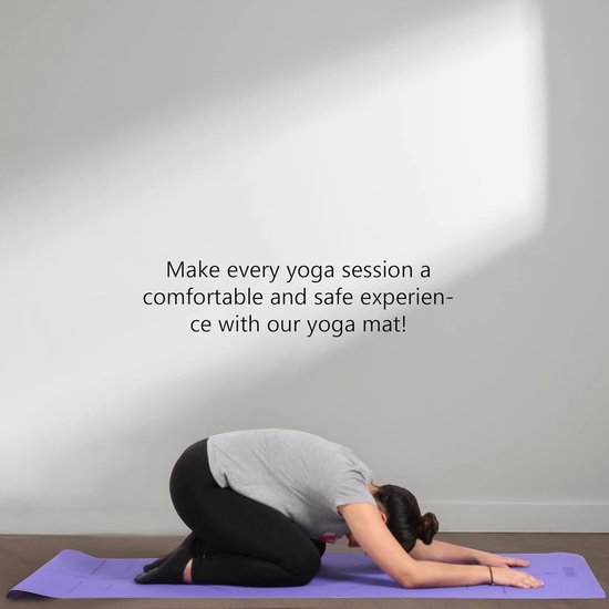 89838, Yoga and Gymnastics Mat, with Positioneer Lines, Natural Rubber, Thickness, Anti-Slip Yoga Mat, Pilates and Sports Mat, Double Layer 83 x 68 x 0.5cm (violet) — afbeelding 2