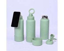 Waterfles - RVS Waterfles - 1000ml - RVS - Geïsoleerde - BPA - Met magnetische telefoonhouder - Duurzame Herbruikbare Drinkfles met – Cadeau voor man en vrouw - groen