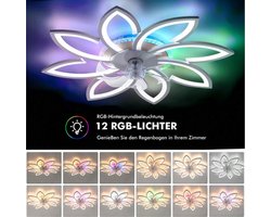 8 Bloem Plafondlamp RGB - Met Afstandsbediening - Dimbaar - 90 cm - Moderne Woonkamerlamp - Multifunctionele Plafoniere