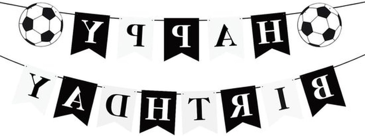 - Voetbal Banner - Verjaardag Decoraties - Zwart Wit - Thema - Voetbalfans - Jongens Meisjes - Verjaardagsfeestje.
