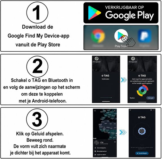 Winnes Google Find My Device Tag voor Android - Anti-verlies tracker ...