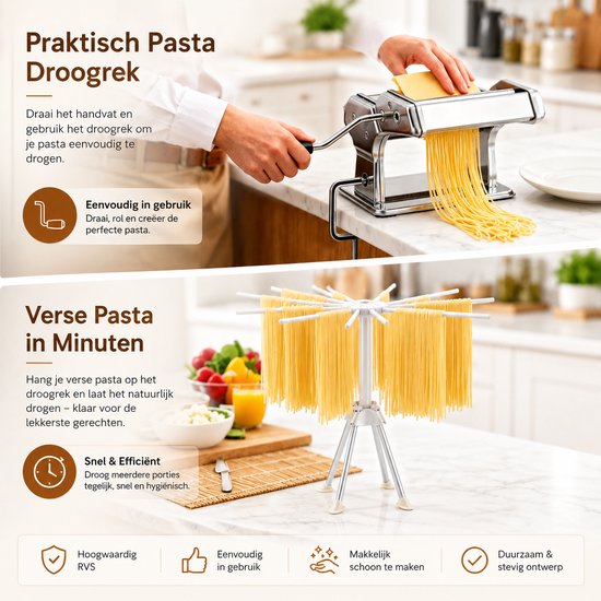 Celestul Multifunctionele Handmatige Noedelmachine - RVS Noedelmaker & Pastamachine - Huishoudelijke Pastaroller - Verstelbare Deegdikte van Merkloos — afbeelding 4