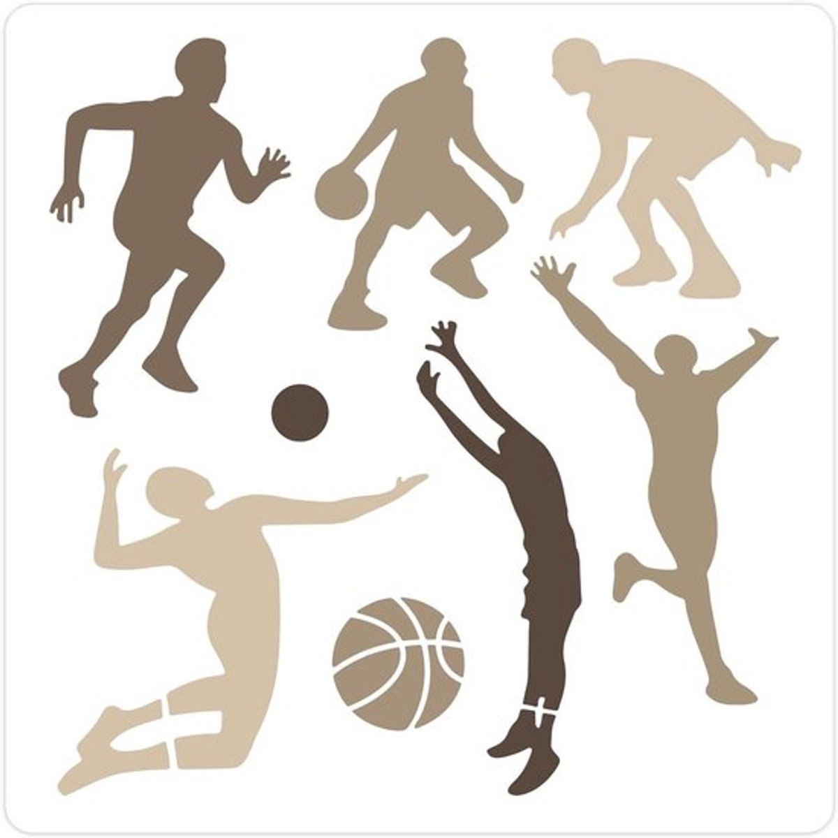 Schilderen Sjabloon - Herbruikbaar - Grote Basketballer - Witte PET - Sjablonen - Doe-het-zelf - Geschikt voor Houten Meubels - Muurdecoratie - Sportbal - Ambachtelijk ornament - 30x30cm