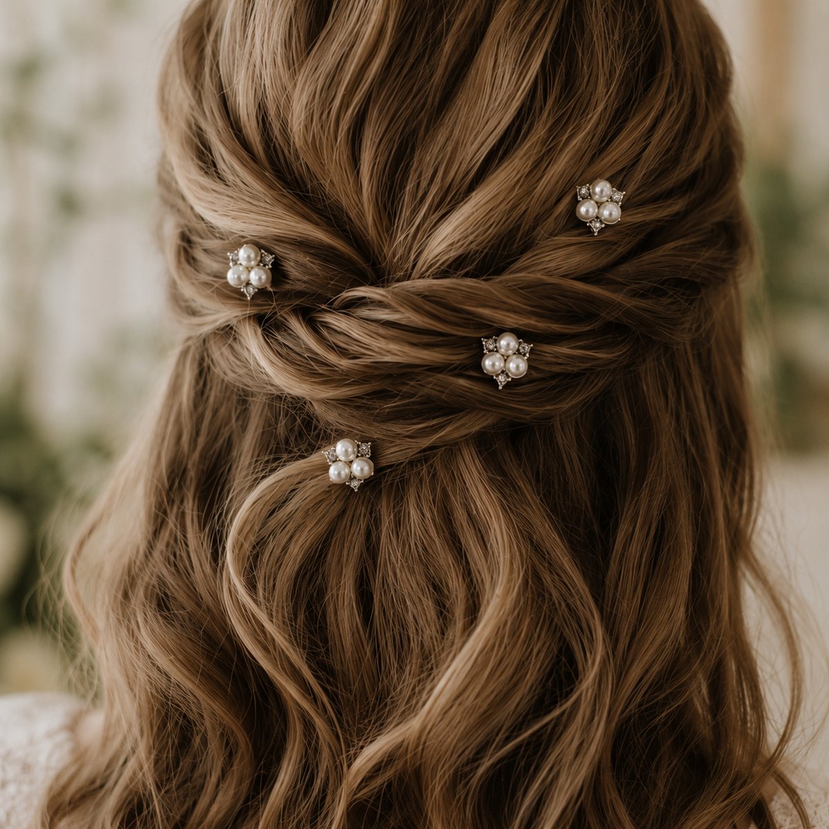 Haar in Stijl® Lulu 6 Bloem Haarpinnen Zilver - Bruid Parels Feest