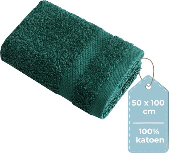 HUSH Living Handdoek - 50×100 cm - 100% katoen - zware kwaliteit 500g/m2 - Donkergroen