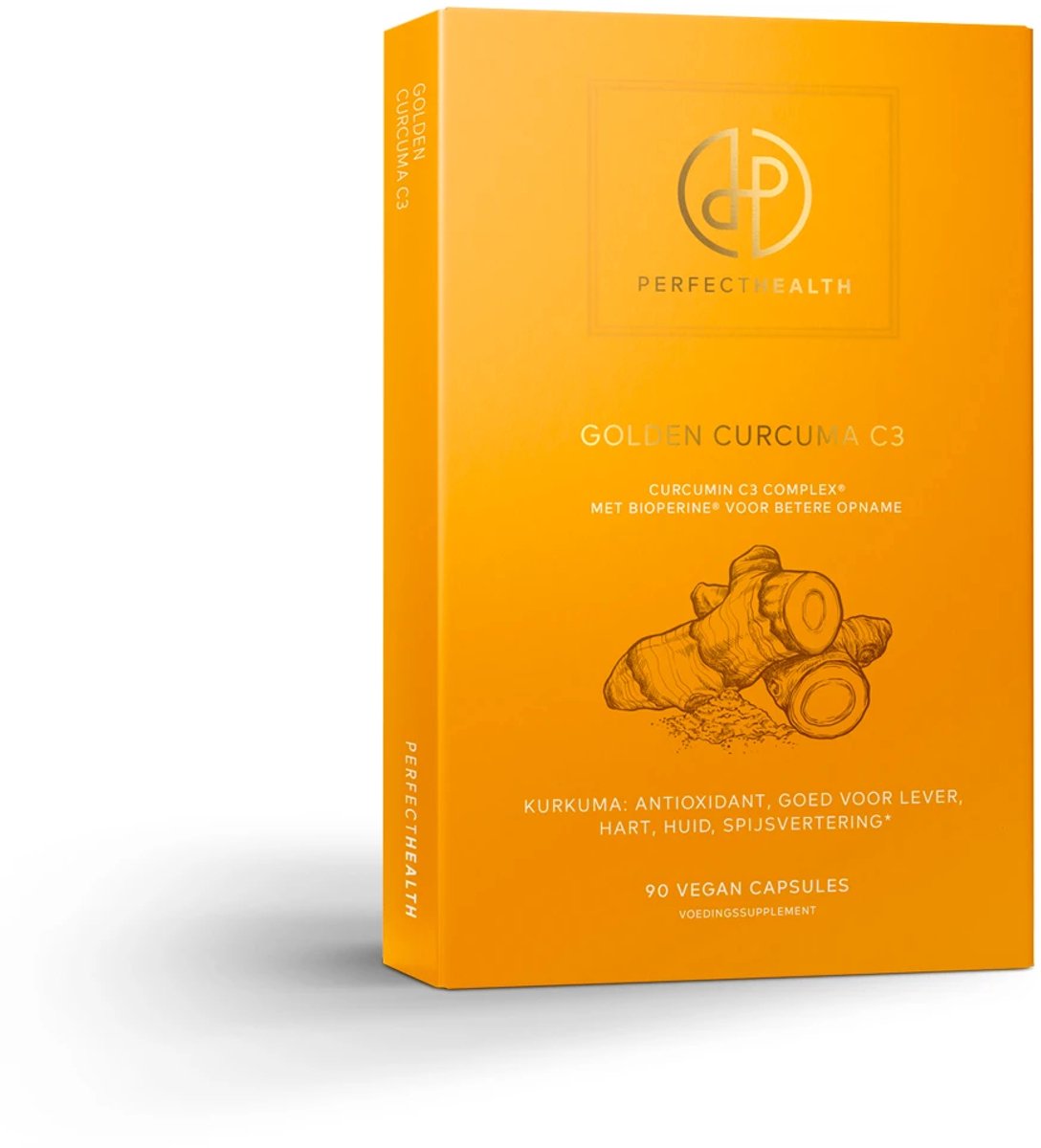 Perfect Health Golden Curcuma C3 Complex® - Kurkuma Capsules met Bioperine™ - 90 Vegan Capsules - 278× Betere Opname & Ondersteunt Lever & Spijsvertering