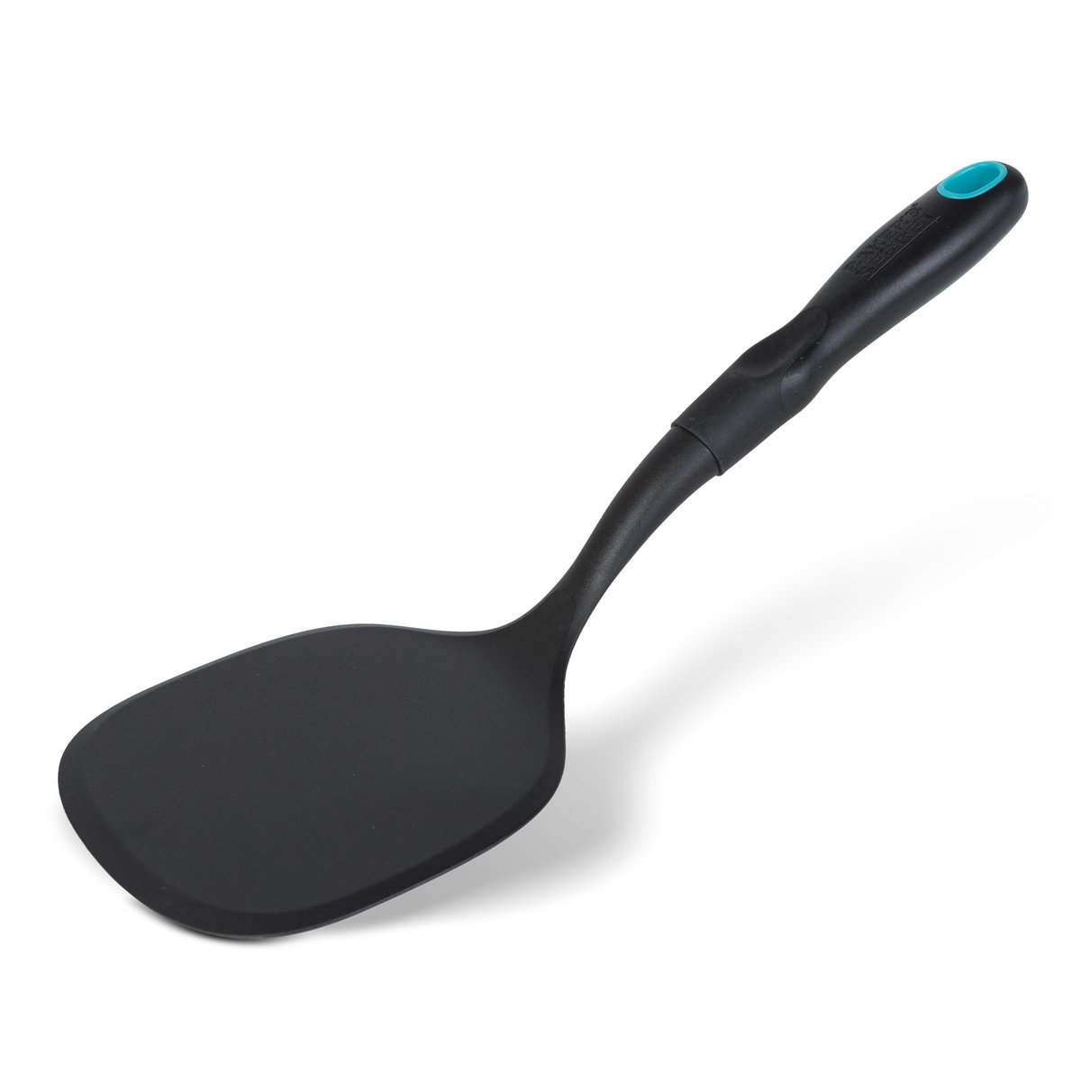 Nylon Spatel Hittebestendig - Bakspatel voor Anti Aanbak Pannen - Keukenspatel met RVS Handgreep - BPA Vrije Turner voor Bakken en Koken - Vaatwasserbestendige Spatel - Zwart - 35 cm [BS40781]