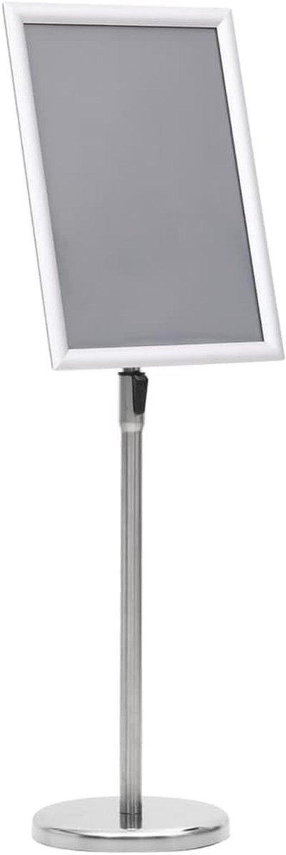 Posterstandaard op Voetstuk - Displaystandaard Vloer - Reclame Presentatie - Openklikbaar Frame - A3 Formaat - Zilver