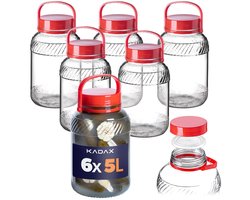 KADAX Pot Glazen pot 5L met dop en handvat voor het inleggen van kool Pakket 6st