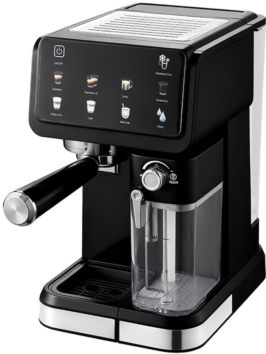BlitzHome CM5600 1350W Automatische Espressomachine met Melkopschuimer, 20 Bar Pomp, 6 Koffiemodi, Automatisch Reinigingssysteem, Slim Scherm voor Thuis of Café, Zwart