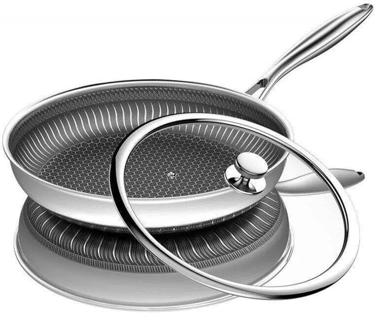 Koekenpan met Deksel - Honingraat Pan - Dagelijks Koken - Dubbele Honingraat Structuur - 30 CM