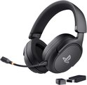 Zwarte draadloze gaming headset met PlayStation logo, USB-dongle en verlichte microfoon, voor PS5.
