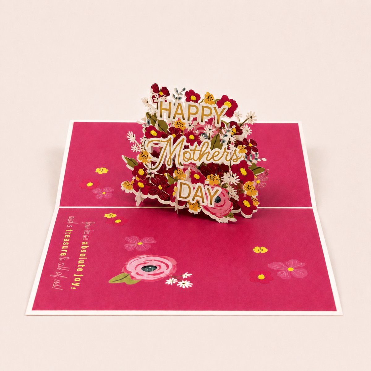 Paperbloom Kaart voor Mama - Moederdag Wenskaart - Roze Bloemenprint - Cadeaukaart voor Moeders