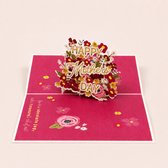 Paperbloom Kaart voor Mama - Moederdag Wenskaart - Roze Bloemenprint - Cadeaukaart voor Moeders