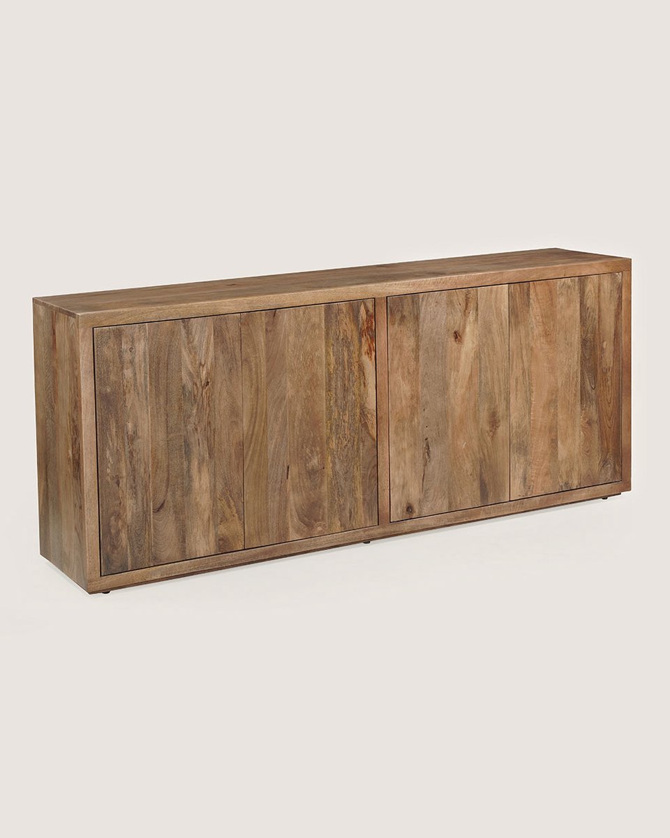 Dressoir 200 cm Mangohout – 4 Deuren – Bruin – Landelijk