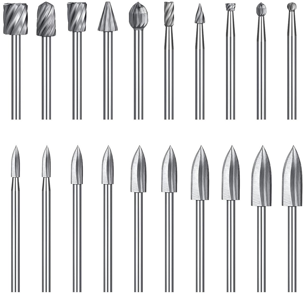 20 stks Roterende Frezen Set - HSS Rotary Burrs Frezen Bits - Gereedschap Hout Routing Accessoires - 3 mm Rotary Stang - voor Houtbewerking Snijden - DIY Boren cut rotary burr set